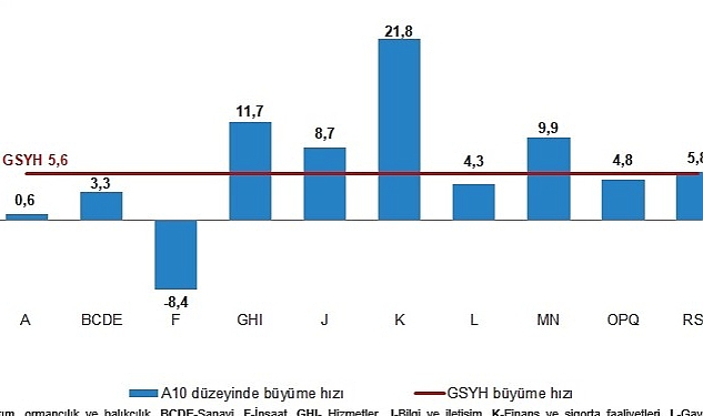 TÜİK: Gayrisafi Yurt İçi Hasıla (GSYH) 2022 yılında %5,6 arttı