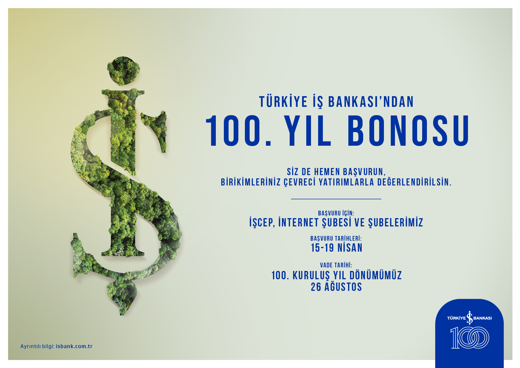 İş Bankası’ndan 100. Yıl Bonosu.