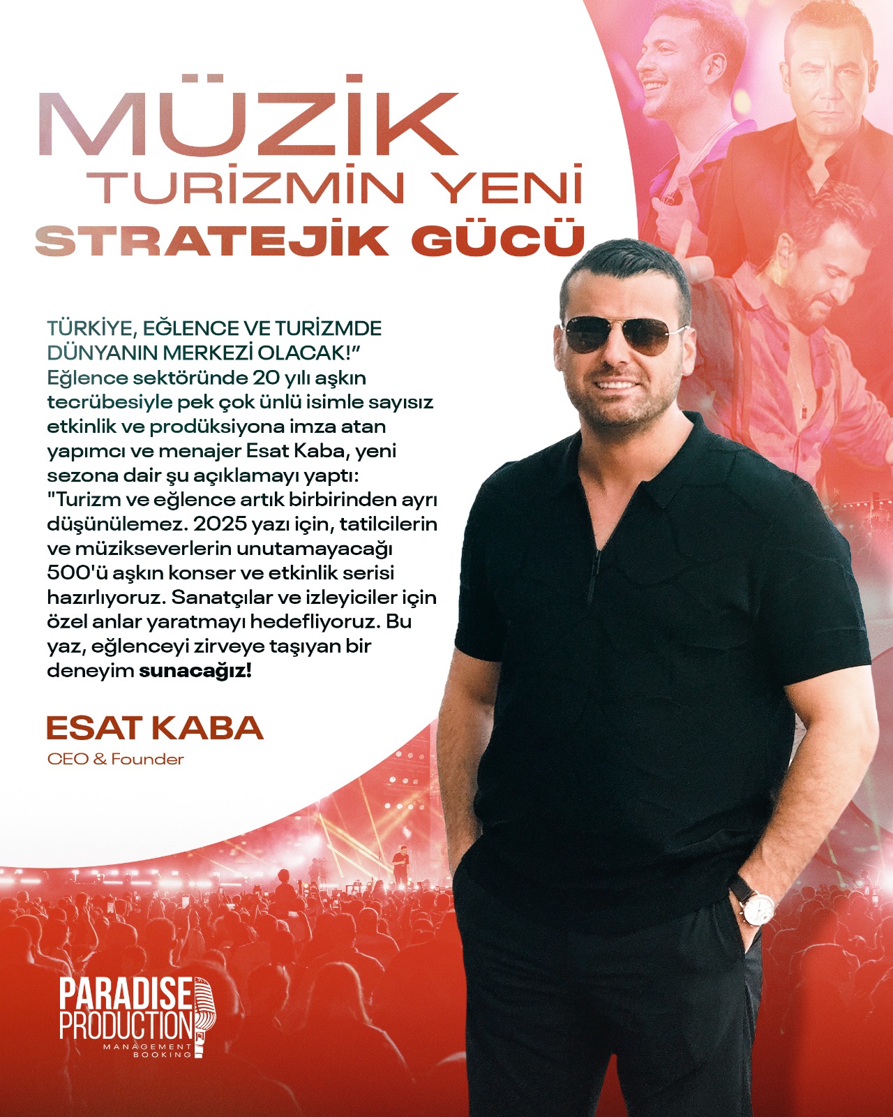 Esat Kaba; ‘‘2025 Yazı İçin Yoğun Hazırlık İçindeyiz!’’   TÜRKİYE EĞLENCE VE TURİZMDE DÜNYANIN MERKEZİ OLACAK!